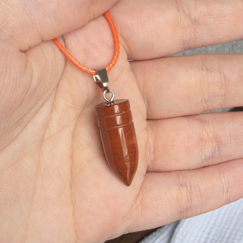 Orange Stone Crystal Bullet Pendant Necklace
